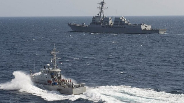 USS Dewey and the Yemeni Coast Guard boat Sana’a