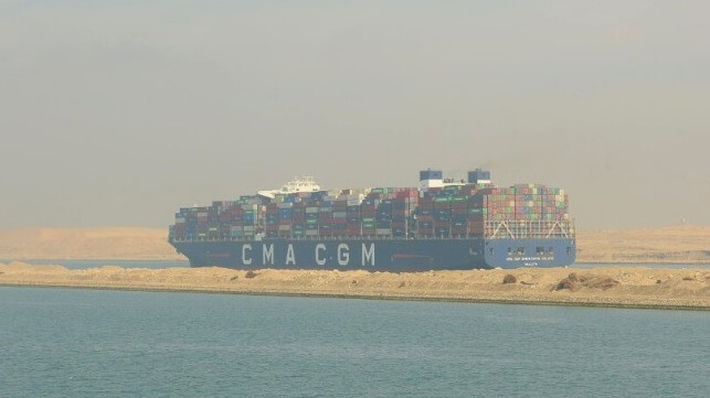 No longer seen: a CMA CGM boxship in the Suez Canal (file image courtesy CMA CGM)