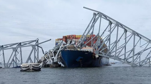 Dali and wreckage of Key bridge