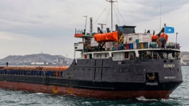 Somali flag on cargo ship