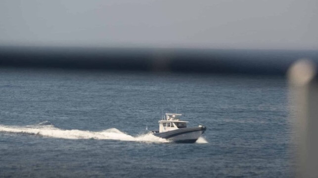 Libyan patrol boat seen from the bridge of the Sea-Watch 5 (Sea-Watch press handout)
