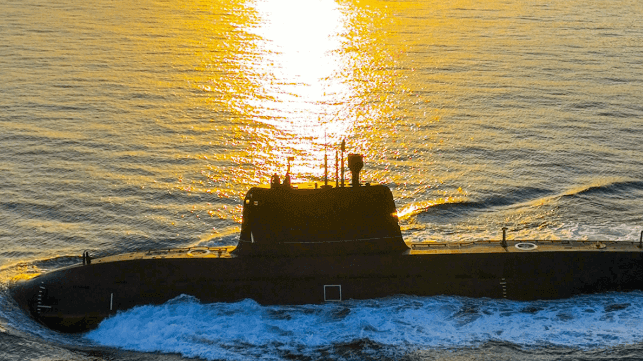 A PLA Navy submarine attached to a submarine flotilla of the PLA Northern Theater Command steams during a training exercise on September 15, 2023. (Photo by Zhang Nan/eng.chinamil.com.cn)