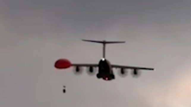 parachute drop of supplies and medical team