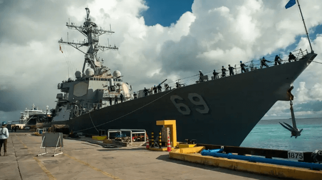 The base on Diego Garcia is a strategic resupply point for the U.S. Navy (USN file image)