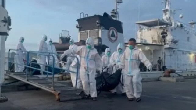 PCG servicemembers deliver the bodies of recovered victims from the Trisha Kerstin 3 sinking (PCG file image)